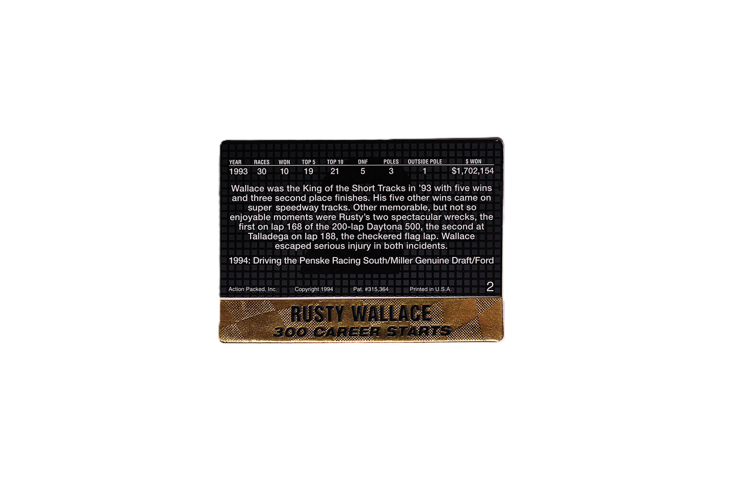 1994 Rusty Wallace Trading Card